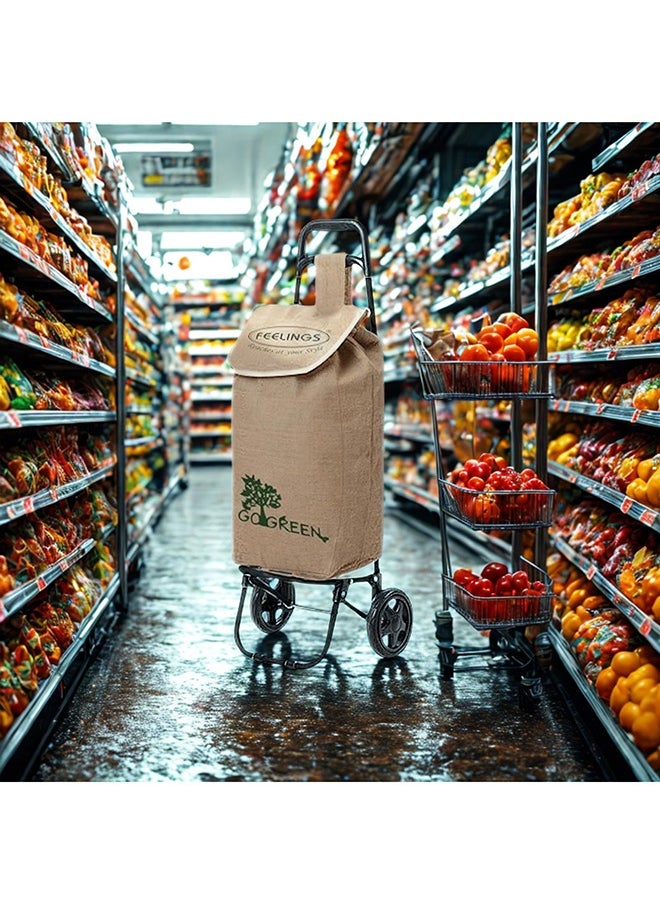 Feelings Feelings Shopping Trolley Eco With Wheels Beige  - Image 4