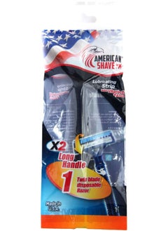 AMERICAN SHAVE X2 Comfort Grip Long Handle Twin Disposable Razors 1 piece  - Image 1