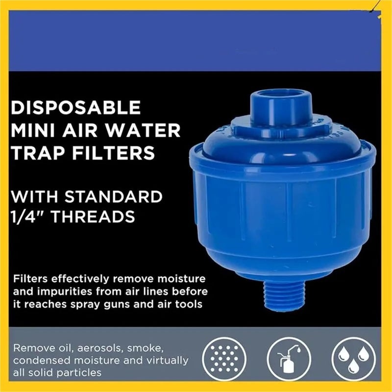 Disposable Air Water Filters Disposable Air Water Filters, Mini Spray Gun Filter, 1/4 Inch Threads, For Most Guns And Tools for Spray(Blue,32pcs) - Image 2