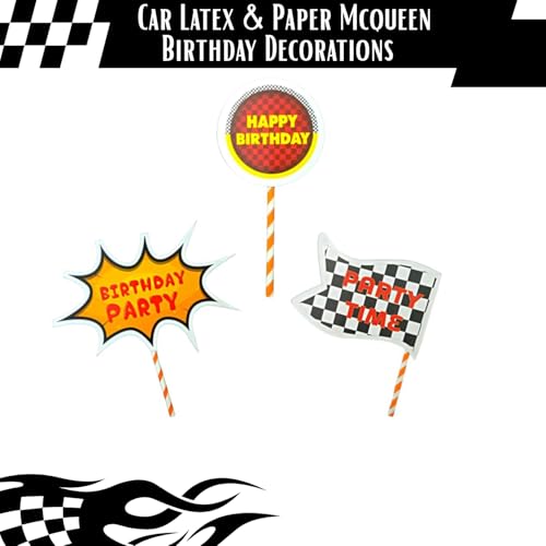 FI - FLICK IN Car Latex & Paper Birthday Decorations Set Cutouts Props Lightning Birthday Decorations for Boys (Pack of 58, Red & Black) - Image 5