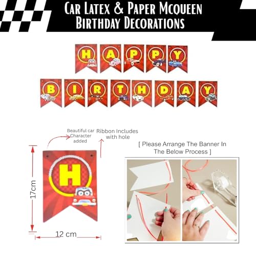 FI - FLICK IN Car Latex & Paper Birthday Decorations Set Cutouts Props Lightning Birthday Decorations for Boys (Pack of 58, Red & Black) - Image 4