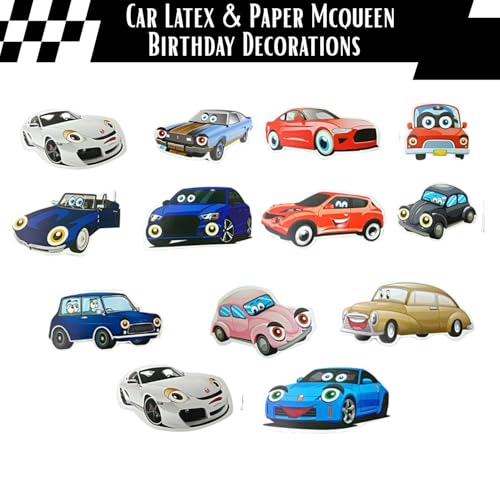 FI - FLICK IN Car Latex & Paper Birthday Decorations Set Cutouts Props Lightning Birthday Decorations for Boys (Pack of 58, Red & Black) - Image 3