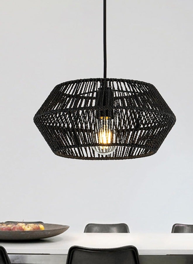 إرنيا ثريا بوهيميا من السلة المصنوعة يدوياً من السلال الخرسانية السوداء تنطبق على ممرات غرف النوم في مطعم المطبخ (E27 باستثناء المصابيح) - Image 1