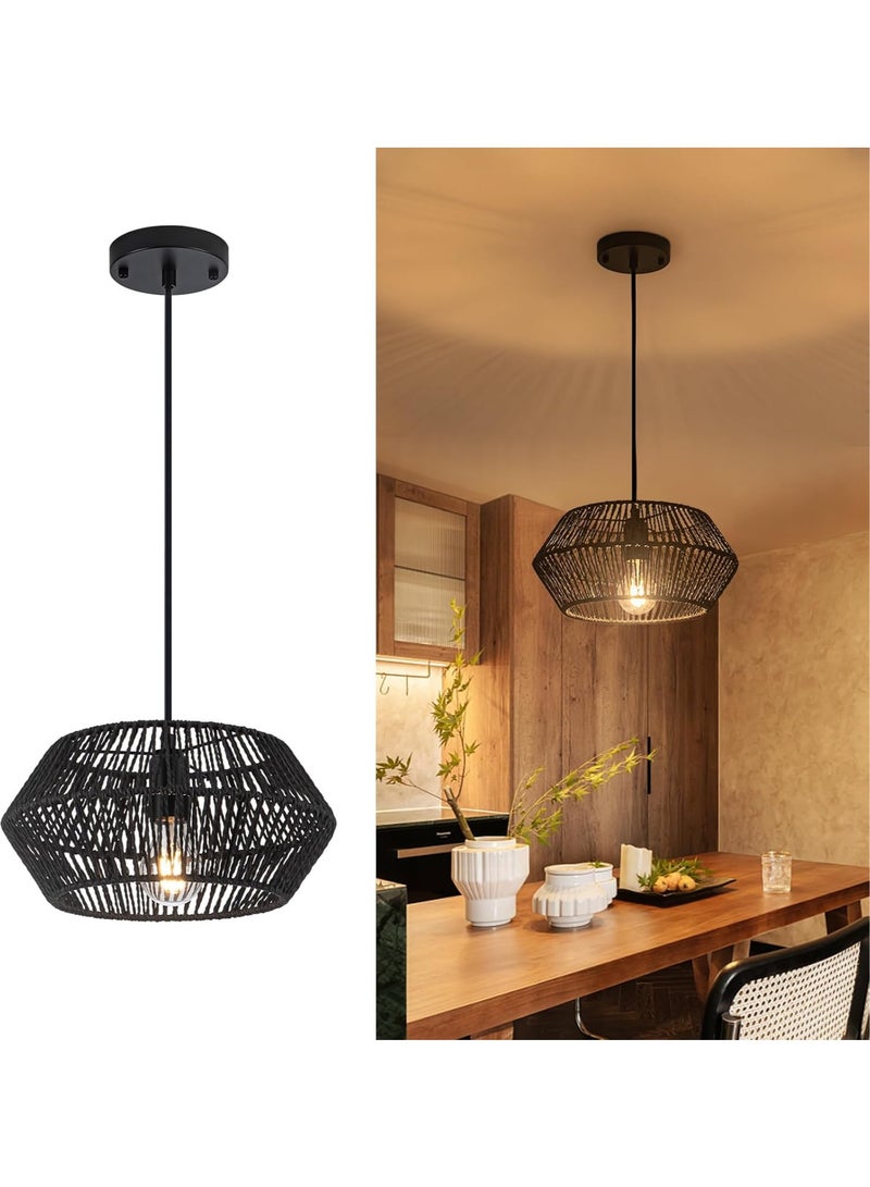 إرنيا ثريا بوهيميا من السلة المصنوعة يدوياً من السلال الخرسانية السوداء تنطبق على ممرات غرف النوم في مطعم المطبخ (E27 باستثناء المصابيح) - Image 4