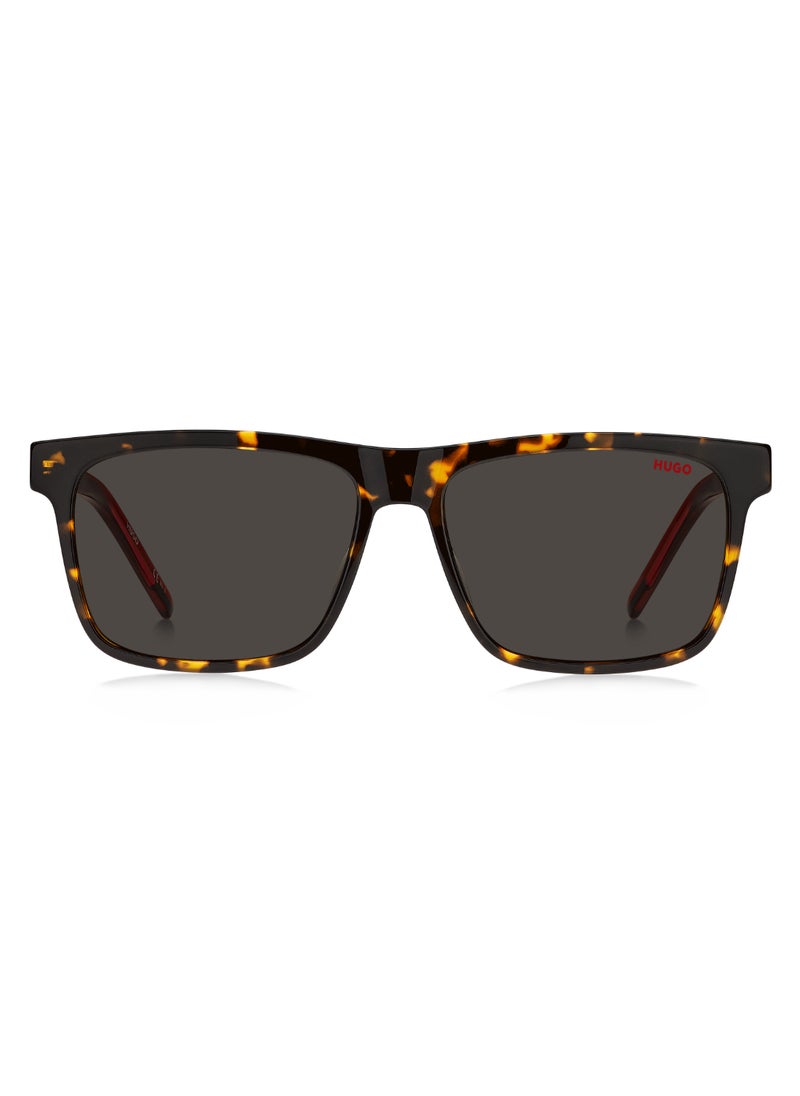 HUGO - Men's Uv Protection Rectangular Shape Acetate Sunglasses Hg 1242/S Grey 42 - Lens Size: 42.4 Mm - Havan Red - Image 1