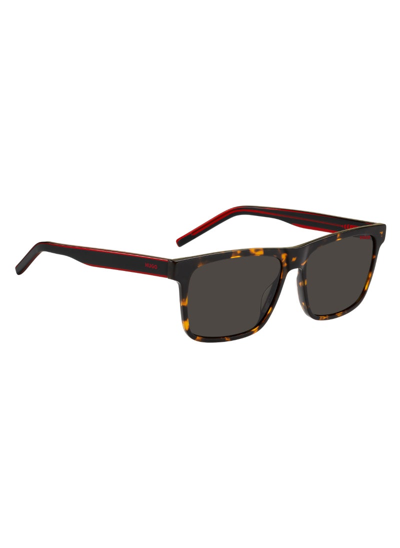 HUGO - Men's Uv Protection Rectangular Shape Acetate Sunglasses Hg 1242/S Grey 42 - Lens Size: 42.4 Mm - Havan Red - Image 1
