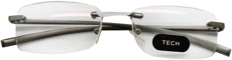 Foster Grant Reading Glasses Le Carre Aluminium Silver Rimless Frame 300