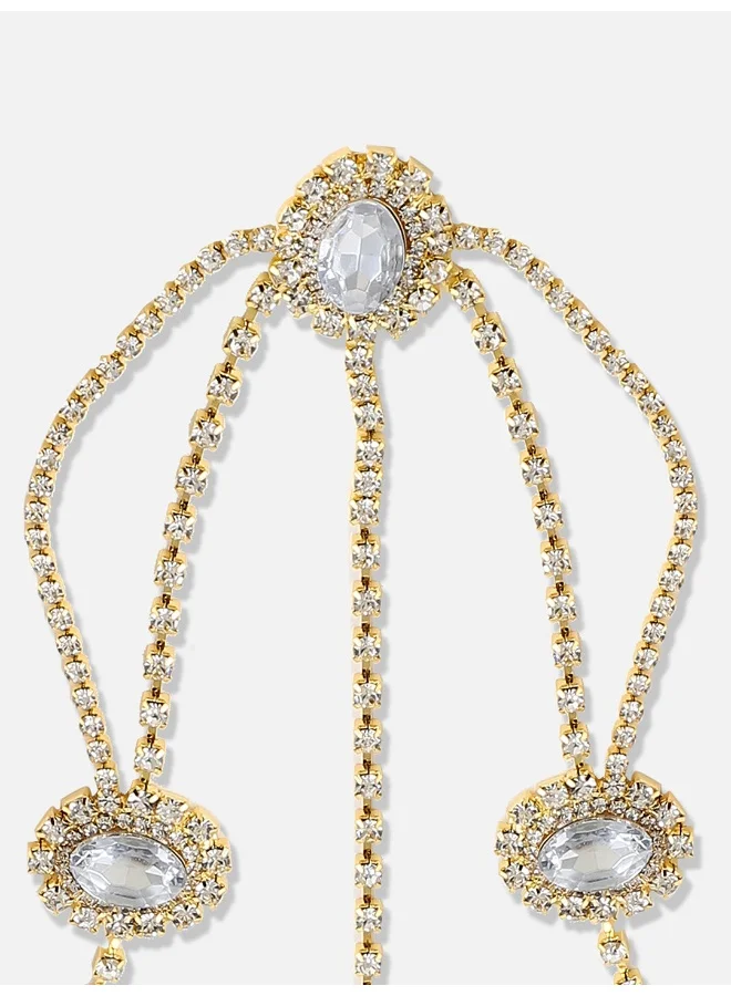 Campus Sutra SOHI Women Silver Plated Maang Tikka for Party Wear| Lobster Clasp Closure | Alloy Material| Artificial Stone | Silver Color | Modern, Chic, and Fashionable Indo-Western jewellery for girls