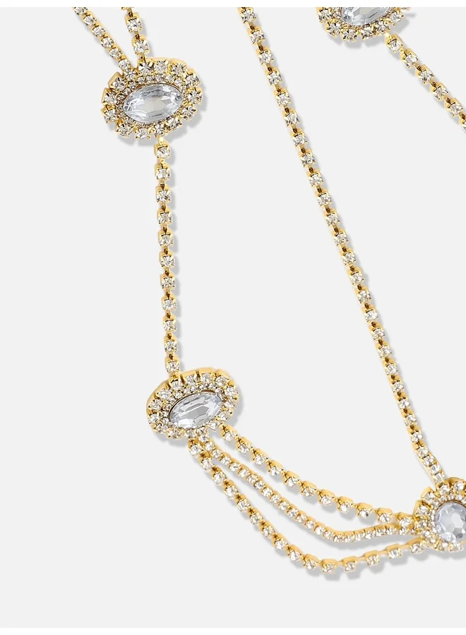 Campus Sutra SOHI Women Silver Plated Maang Tikka for Party Wear| Lobster Clasp Closure | Alloy Material| Artificial Stone | Silver Color | Modern, Chic, and Fashionable Indo-Western jewellery for girls