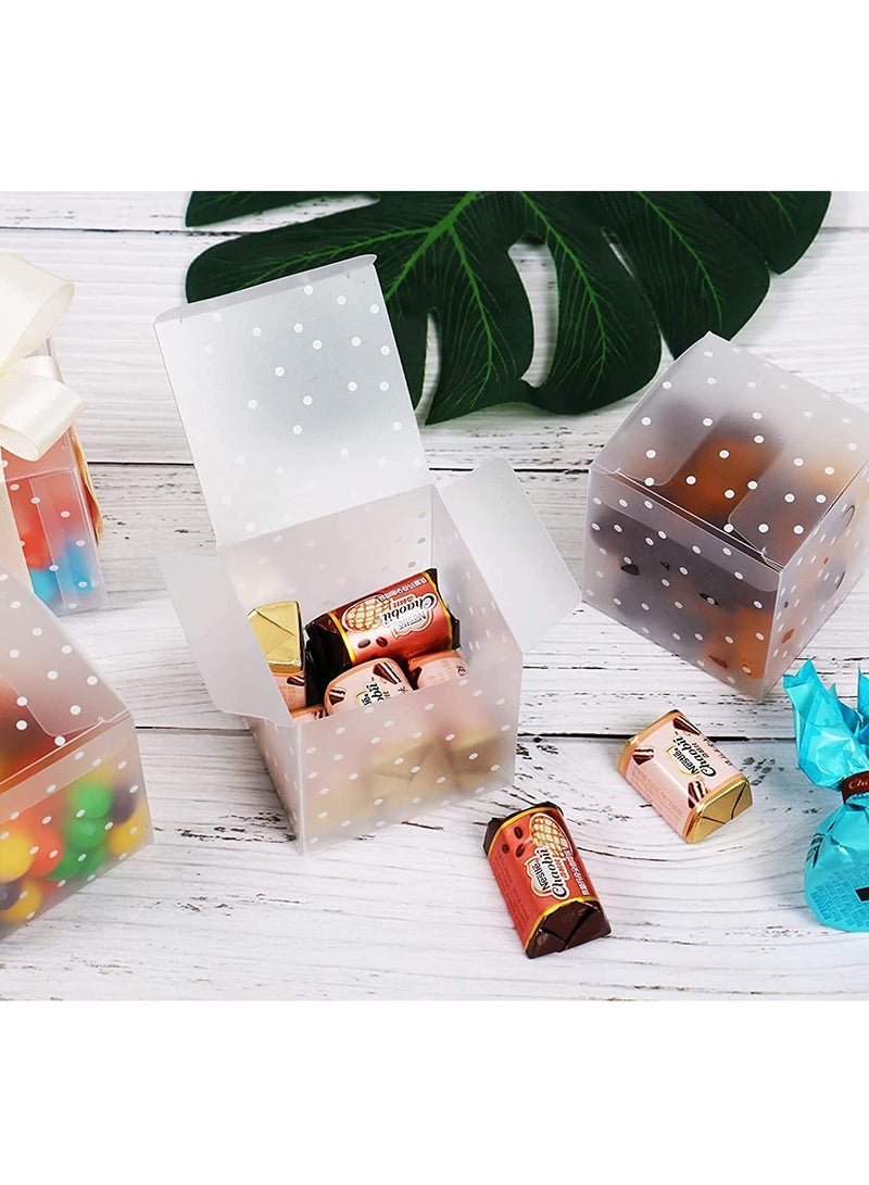 SOLARAE 30PCS Dots Clear Cube Wedding Party Favour Boxes PVC Transparent Square Small Gift Boxes for Candy, Sweets, Chocolate, Item Storage Display (Clear Dots, 6x6x6cm) - Image 2
