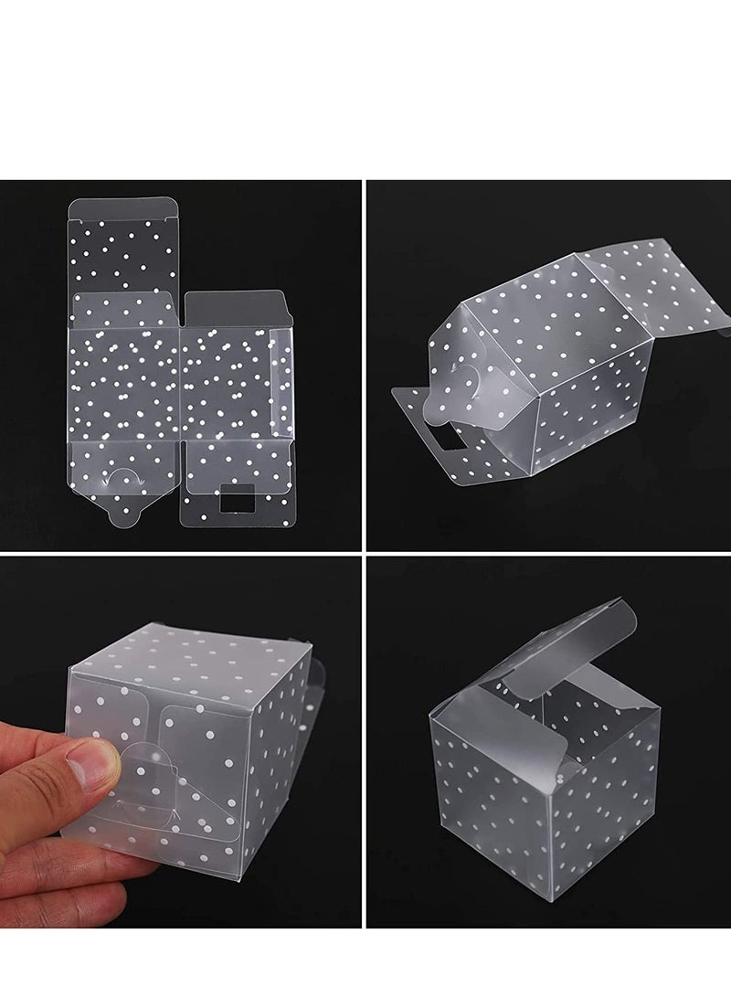 SOLARAE 30PCS Dots Clear Cube Wedding Party Favour Boxes PVC Transparent Square Small Gift Boxes for Candy, Sweets, Chocolate, Item Storage Display (Clear Dots, 6x6x6cm) - Image 5