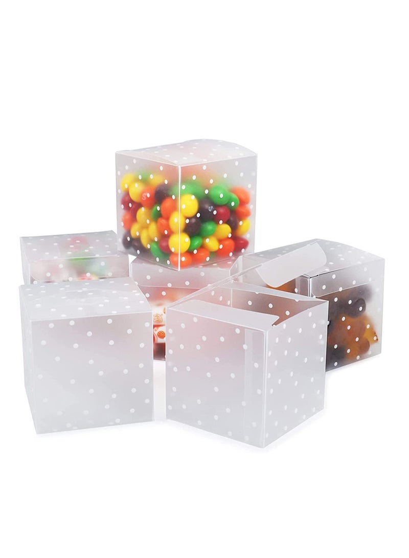 SOLARAE 30PCS Dots Clear Cube Wedding Party Favour Boxes PVC Transparent Square Small Gift Boxes for Candy, Sweets, Chocolate, Item Storage Display (Clear Dots, 6x6x6cm) - Image 1