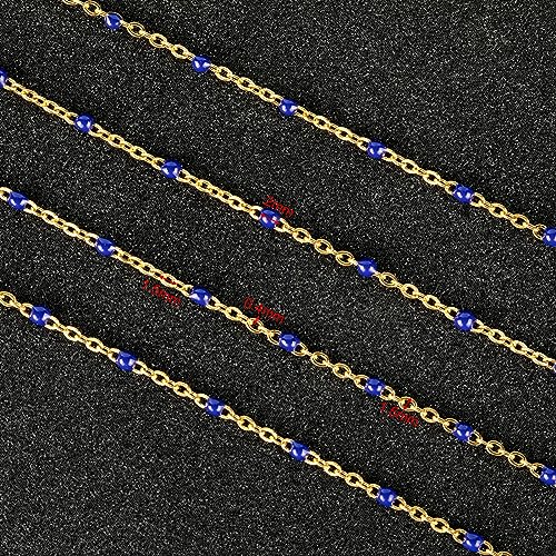 UMAOKANG Gold Plated Stainless Steel Jewelry Chains Bulk Cable Link Chain on Spool Royal Blue Enamel Bead Rosary Chain for Necklace Bracelet DIY Making Jewelry Supplies - Image 4