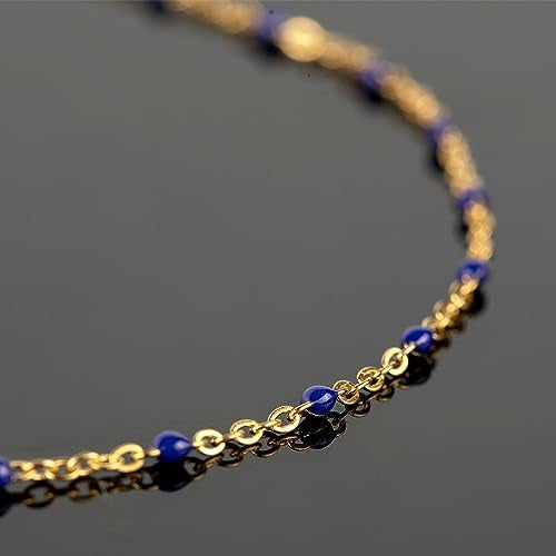 UMAOKANG Gold Plated Stainless Steel Jewelry Chains Bulk Cable Link Chain on Spool Royal Blue Enamel Bead Rosary Chain for Necklace Bracelet DIY Making Jewelry Supplies - Image 3