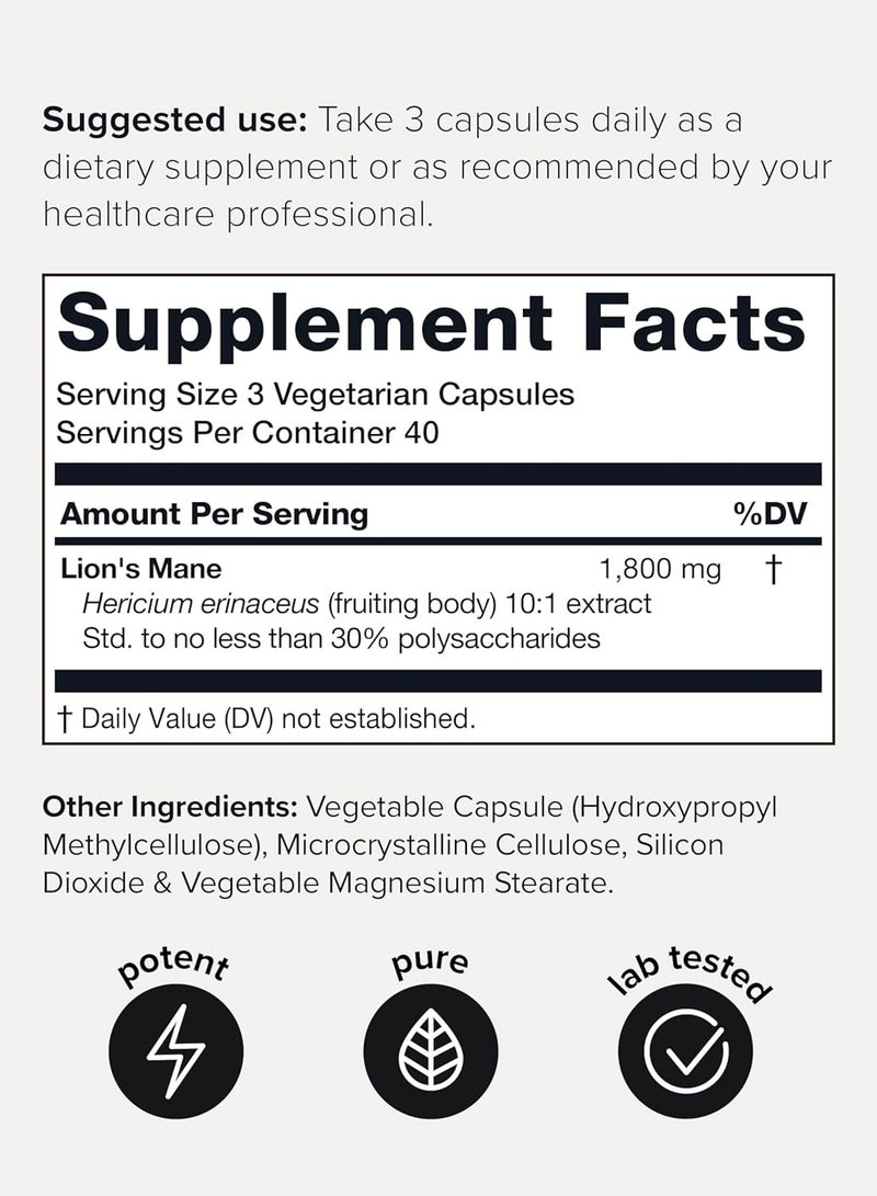 Toniiq Lion's Mane, Ultra Concentrated, 120 Capsules - Image 2