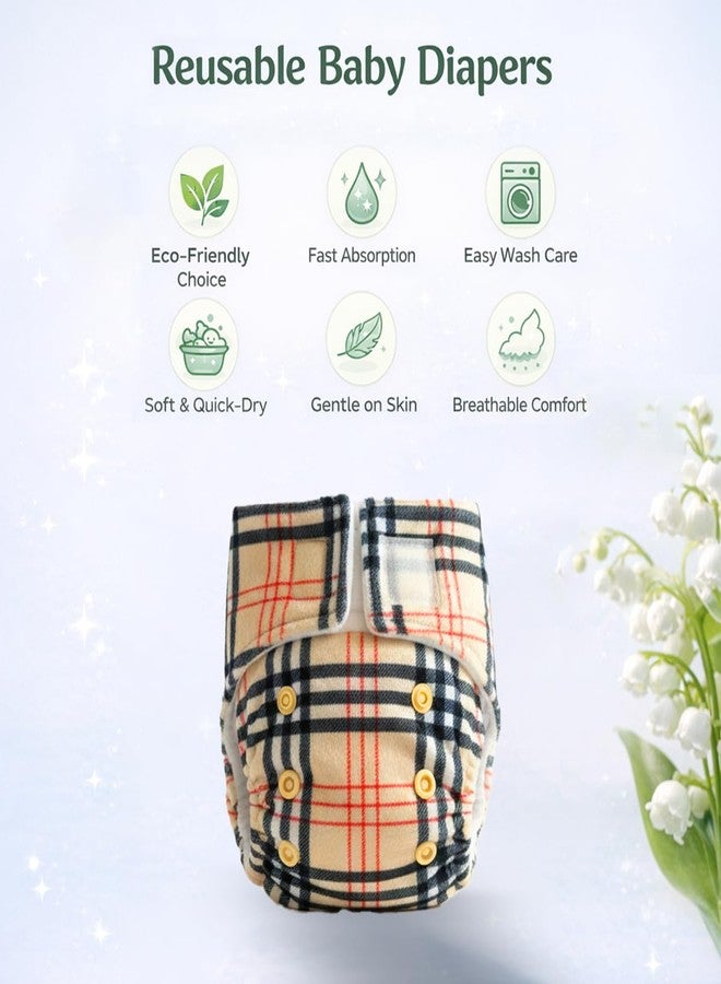 SNUGKINS Newborn Bliss Diapers for Newborn Babies (2.5-7kg) | Washable & Reusable | 1 Cloth Diaper, 1 Wet-Free Organic Cotton Prefold & 1 Booster Pad | Classy Kiss - Image 3