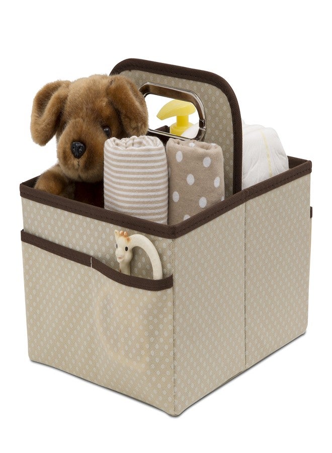 Delta Children Portable Nursery Caddy - Essential Lightweight Storage Bin with Multiple Compartments - Easy Storage/Organization Solution, Beige - Image 2