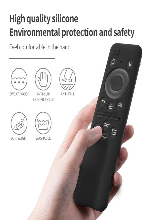 AKSHFETH Silicone Cover for 5.59 Inch Samsung BN59-01455a BN59-01432J Samsung Solar Cell Remote Control Cover 2023 8K Neo QLED HDR Smart TV Silicone Case (Black) - Image 3