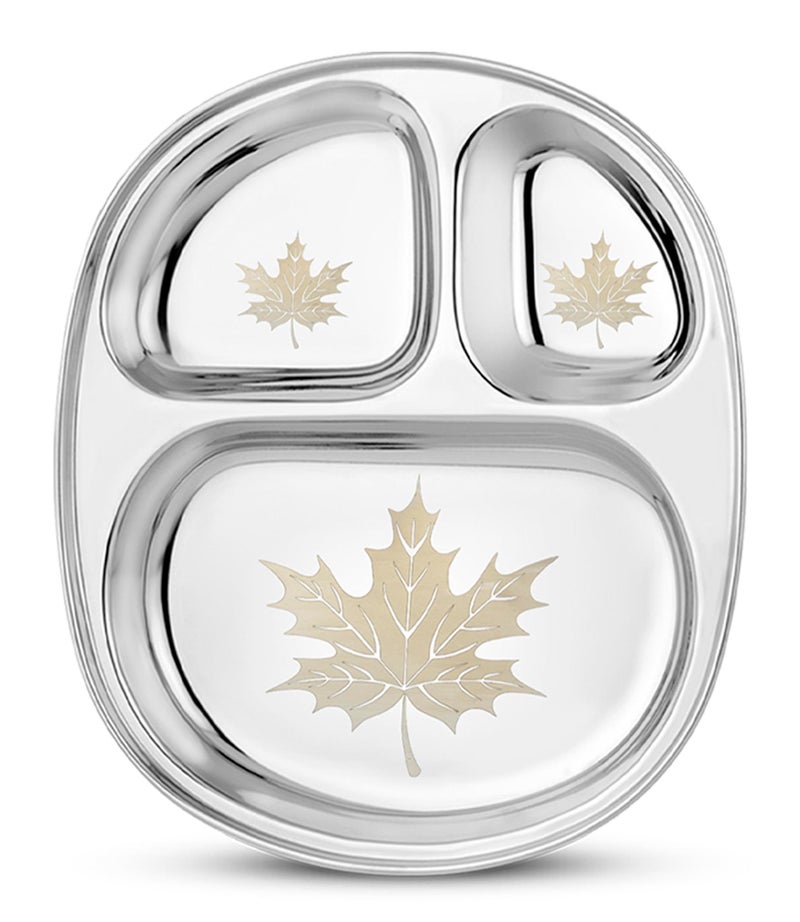 JSI Heavy 304 Grade Quality Stainless Steel 3 In 1 Pav Bhaji Plate-4 Pieces; Dinner Plate For Kids. 100% Food Grade Quality & Heavy Guage Material Makes It Exclusive & Durable - Permanent Laser Design - Image 2