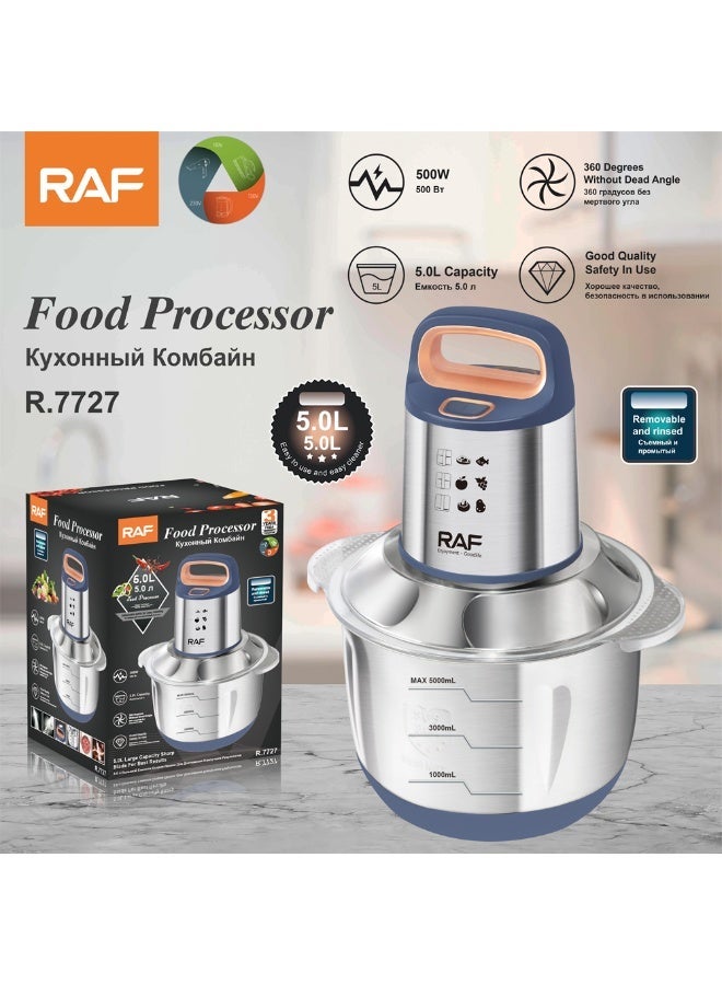 RAF R.7727 5L Stainless Steel Electric Kitchen Food Processor for Chopping, Mixing & Blending - Image 2
