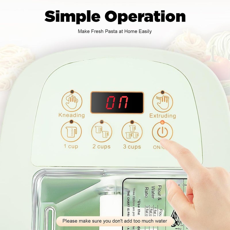 HAPPCUCOE Electric Pasta Maker,Automatic Pasta Machine,260W Household Pasta Maker, Automatic Noodle Maker with 13 Noodle Shapes to Choose for Home Kitchen Use,Green - Image 3