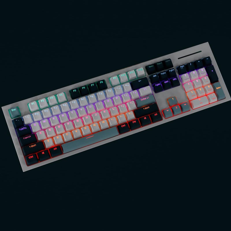 YMDK Double Shot 124 Dyed PBT Shine Through OEM Profile Keycap Rainbow Carbon Sunset Backlit Keycaps for MX Switches Mechanical Keyboard（Only Keycap） (Botanical 124 Key) - Image 3