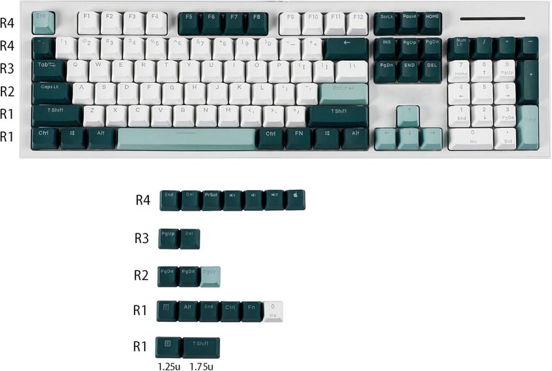 YMDK Double Shot 124 Dyed PBT Shine Through OEM Profile Keycap Rainbow Carbon Sunset Backlit Keycaps for MX Switches Mechanical Keyboard（Only Keycap） (Botanical 124 Key) - Image 2