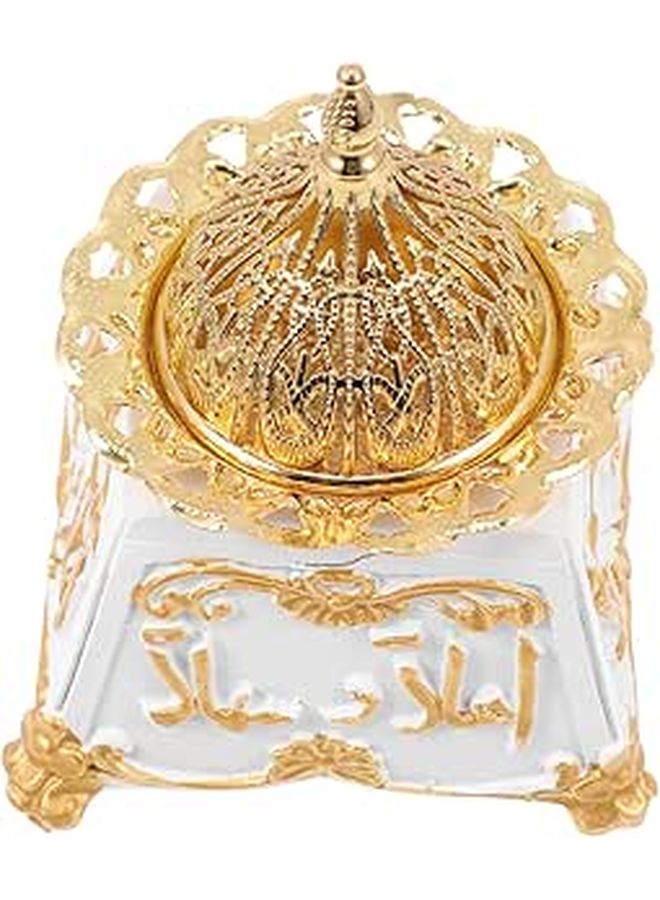 White Vintage Aromatherapy Incense Burner Resin Gold Metal Desktop Holder Home Decor - Image 1