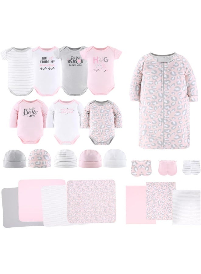 The Peanut Shell The Peanutshell Newborn Girl Clothes Gift Set | 23 Piece Pink Ditsy Floral Layette Set | Fits 0-3 Months - Image 1