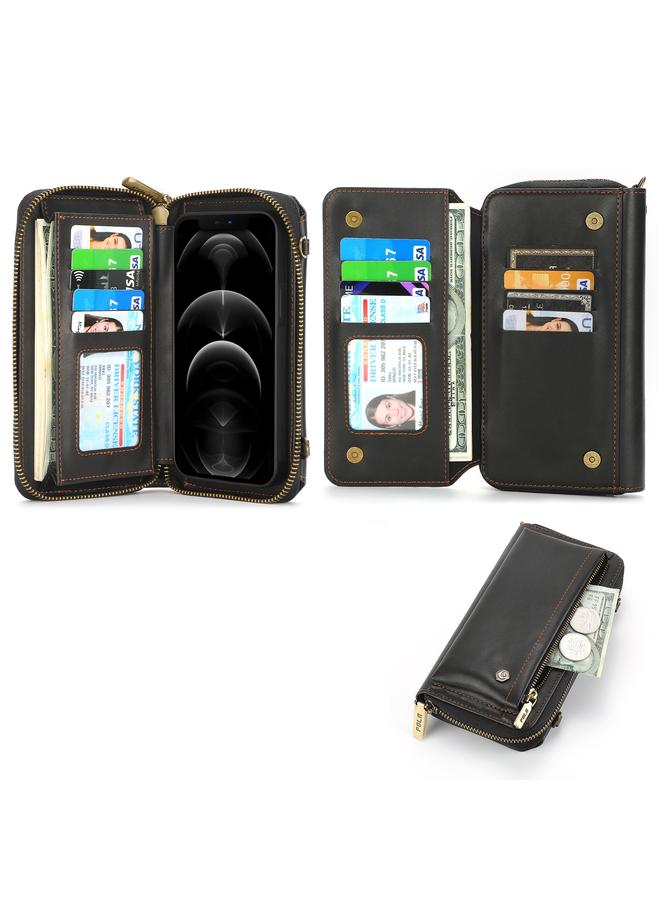 S-TOP Case For iPhone 12 Pro Max Crossbody Multi-functional Zipper Wallet Leather Phone Case - Image 2