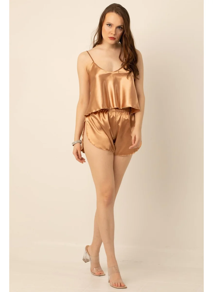 Miorre Doremi Satin Slit Thin Strap Shorts Set