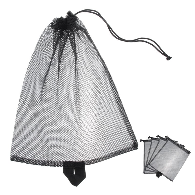 5Pcs Portable Drawstring Mesh Storage Bags Lightweight Rip Resistant Polyester for Travel Gym Beach - Image 2