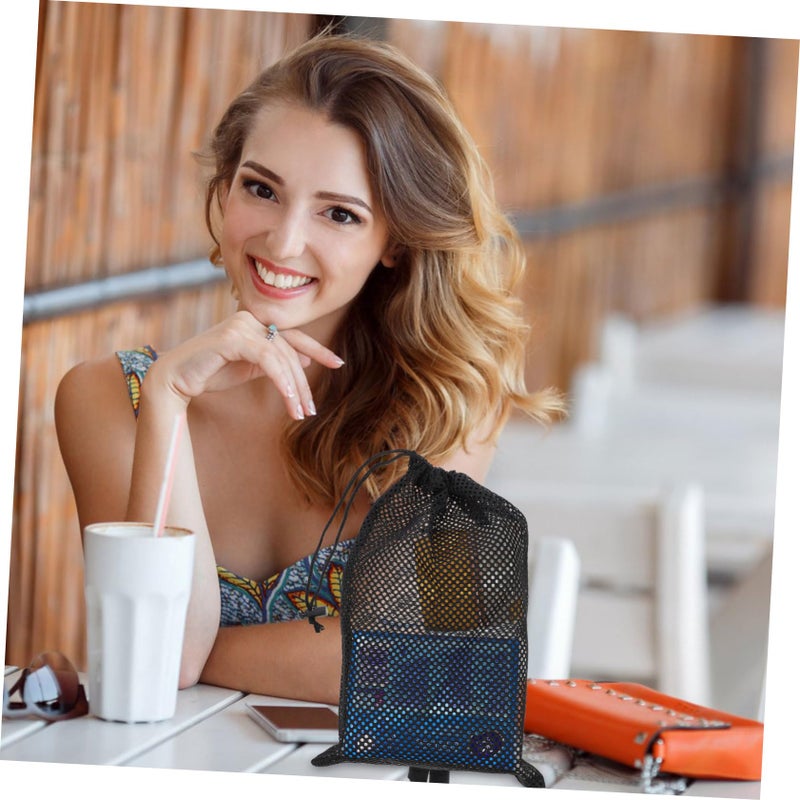 5Pcs Portable Drawstring Mesh Storage Bags Lightweight Rip Resistant Polyester for Travel Gym Beach - Image 4