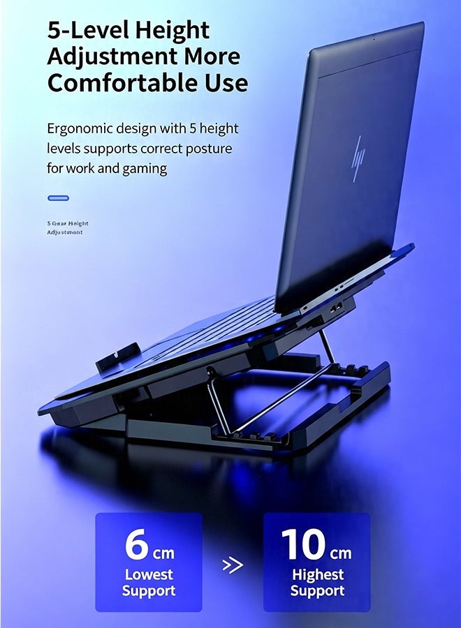 Adjustable Laptop Stand for Desk Ergonomic Riser with  Cooling Fan Foldable Notebook Computer Holder Compatible MacBook Air Pro Dell XPS More 10-17" Laptops - Image 2