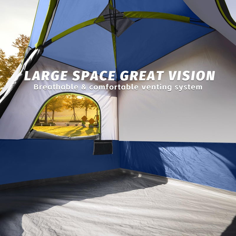 UNP 4-Person Tent, Portable Cabin Tent, Camping Tent 4-Person Easy Set Up, Waterproof with Top Rainfly for Outdoor Camping/Hiking (Dark Blue) - Image 3