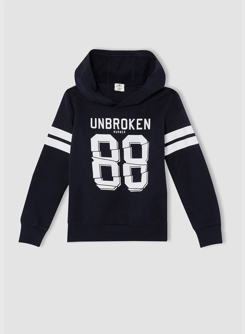 DeFacto Sweatshirt With Slogan Print & Jogger Set