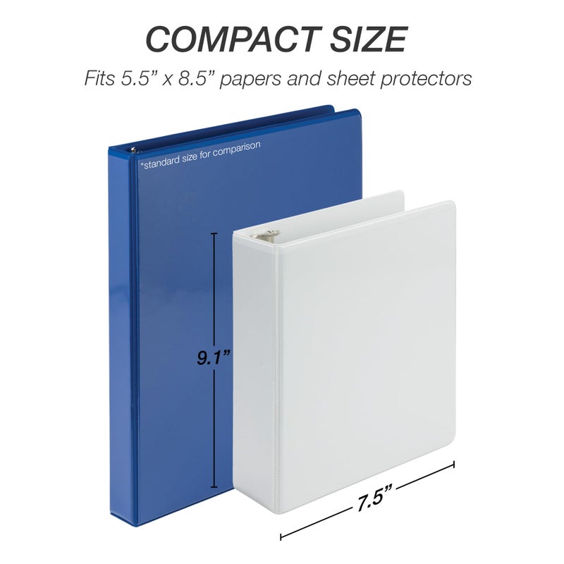 Samsill Economy 2 Inch Mini 3 Ring Binder 5.5 x 8.5 Round Ring Binder, Non-Stick Customizable Cover, 2" View, Single, White - Image 5