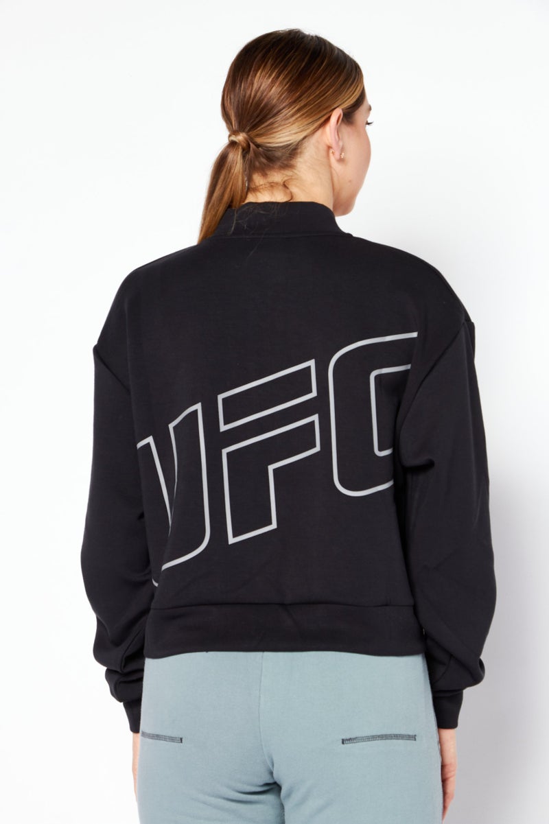 Ufc سويت شيرت رياضي نسائي بأكمام طويلة، أسود - Image 4