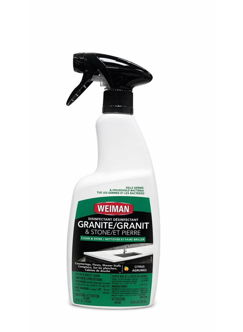 Weiman Granite & Stone Cleaner, Polish & disinfectant Spray for Countertops, floors, shower stalls 24 fl oz. - Image 1