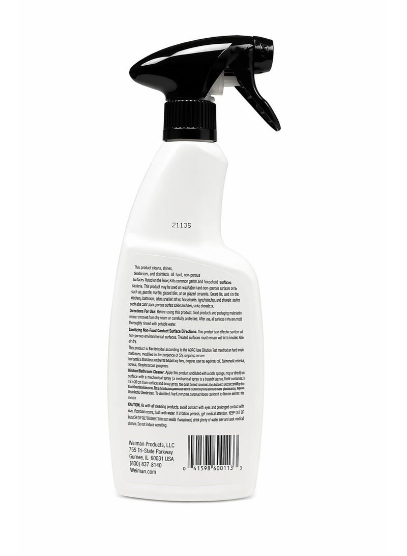 Weiman Granite & Stone Cleaner, Polish & disinfectant Spray for Countertops, floors, shower stalls 24 fl oz. - Image 3