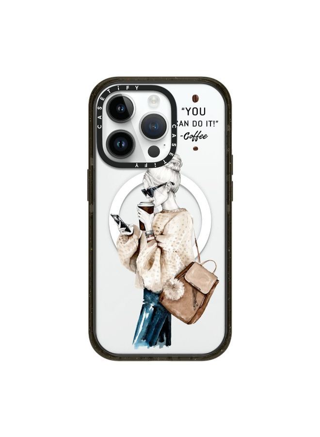 Casetify iPhone 14 Pro Impact Case with Magsafe - Girl and Coffee - Image 1