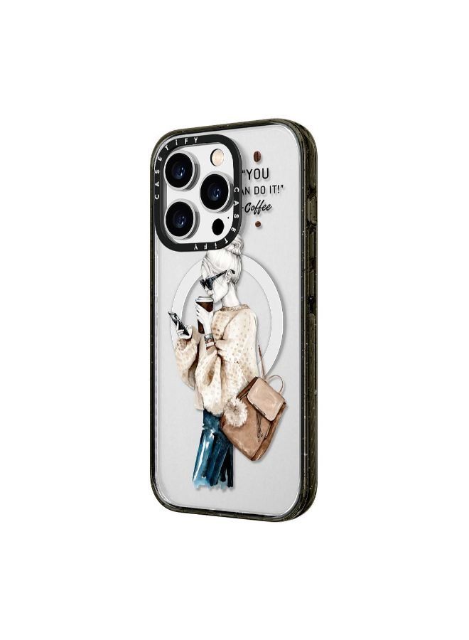Casetify iPhone 14 Pro Impact Case with Magsafe - Girl and Coffee - Image 2