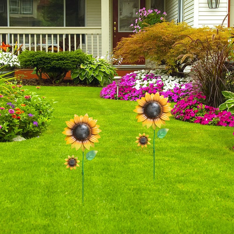 YEAHOME Garden Decor for Outside, 2 Pack 22.4â€œ Sunflower Garden Stakes Spring Decor, Metal Flowers with Shaking Head Yard Art for Outdoor Yard Lawn Patio Decoration - Image 5