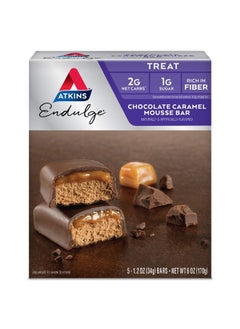 Atkins Endulge Chocolate Caramel Mousse Bar, Dessert Favorite, 1g Sugar, High in Fiber, 5 Count  - Image 1