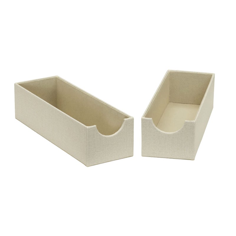 Household Essentials 2Pack of Drawer Organizers Sturdy Chipboard With Soft Polyester Cover Cream Linen