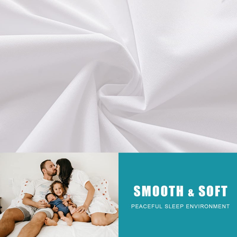 Parkdeny Full Waterproof Zippered Mattress Encasement  Breathable  Noiseless  Machine-Washable Zipped Mattress Cover  Fitting 7"" - 13"" Deep Mattress 2 Pack  - Image 2