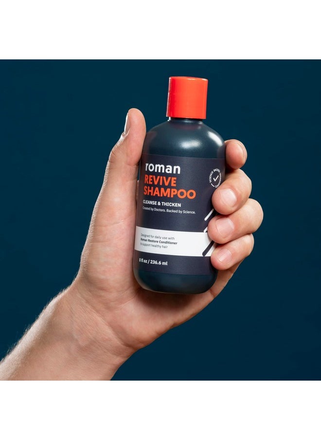 Roman - Men'S Revive Shampoo Exfoliates And Clarifies With Peppermint Cleanses For Thickerlooking Hair Includes Saw Palmetto Pumpkin Seed Oil And Caffeine Made Without Sulfates Parabens Or Phthalates 8 Fl Oz - Image 1