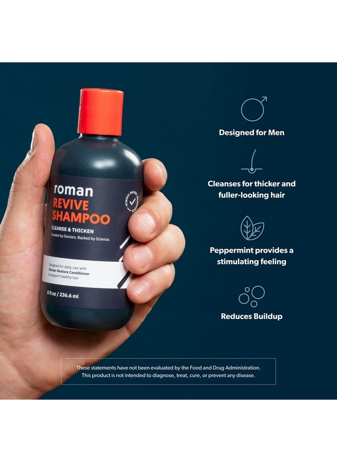 Roman - Men'S Revive Shampoo Exfoliates And Clarifies With Peppermint Cleanses For Thickerlooking Hair Includes Saw Palmetto Pumpkin Seed Oil And Caffeine Made Without Sulfates Parabens Or Phthalates 8 Fl Oz - Image 1