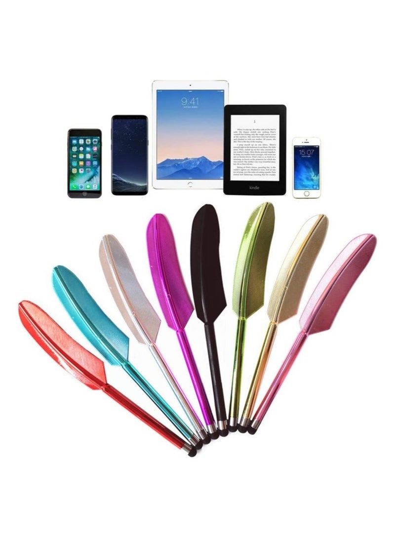 Captaintech Feather Capacitive Stylus, 8 Pcs Universal High Sensitivity Stylus Pens for Touch Screens, Compatible with Phone, iPad, Tablet and Other Touchscreen Devices (Mixed Colors) - Image 1
