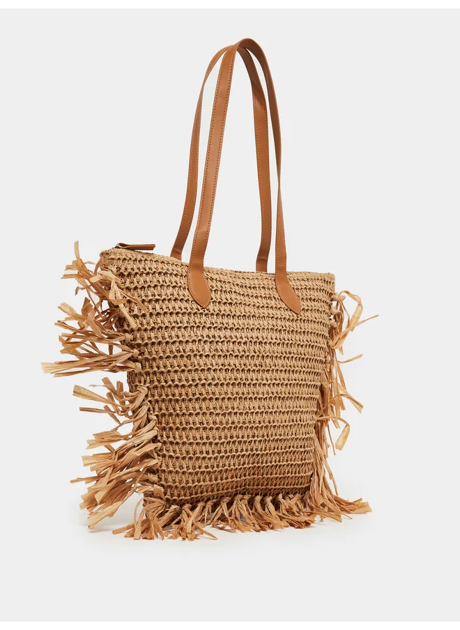 Styli Styli Side Fringe Detail Beach Shoulder Bag